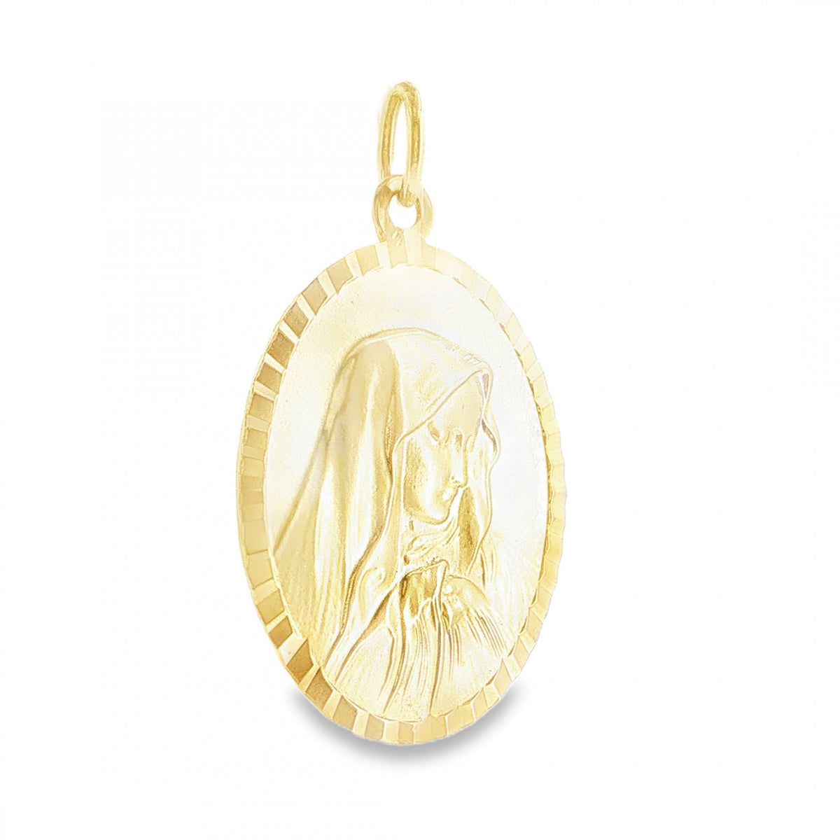 9ct Yellow Gold Fluted Oval Madonna Pendant - 20x30x1.5mm - 4.2g