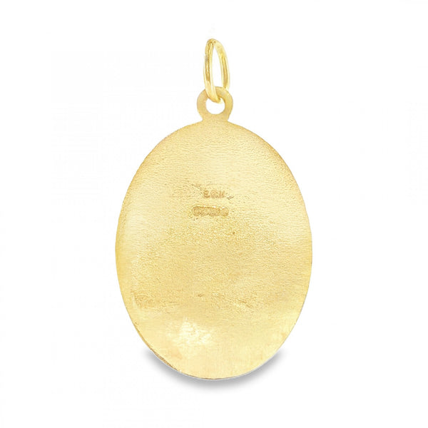 9ct Yellow Gold Fluted Oval Madonna Pendant - 20x30x1.5mm - 4.2g