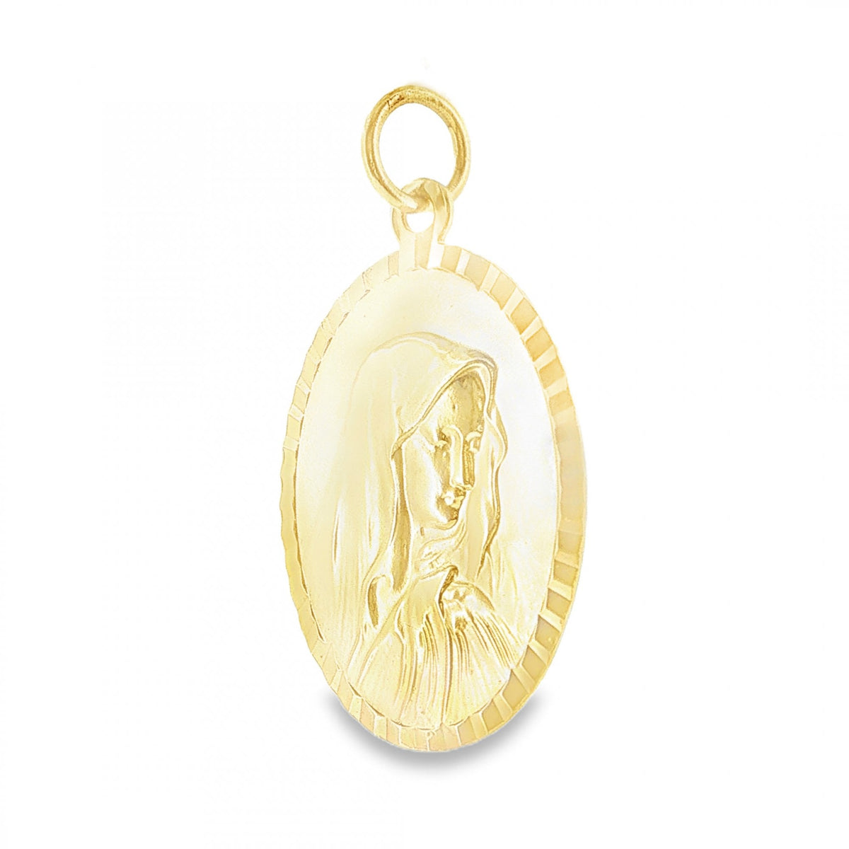 9ct Yellow Gold Fluted Oval Madonna Pendant - 20x30x1.5mm - 4.2g
