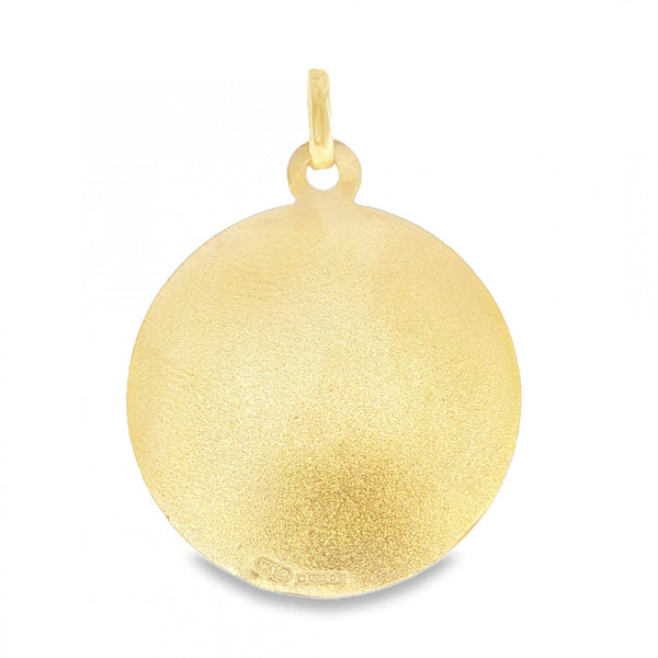 9ct Yellow Gold Round St. Christopher Disk Pendant - 24x29x1mm