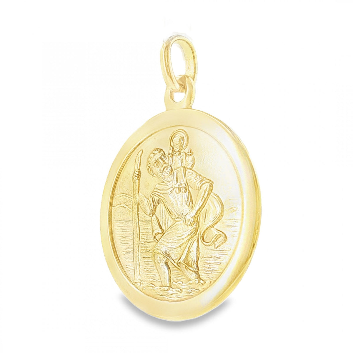 9ct Yellow Gold Round St. Christopher Disk Pendant - 24x29x1mm