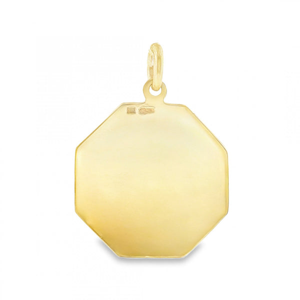 9ct Yellow Gold Octagonal St. Christopher Pendant - 21x24x1.5mm