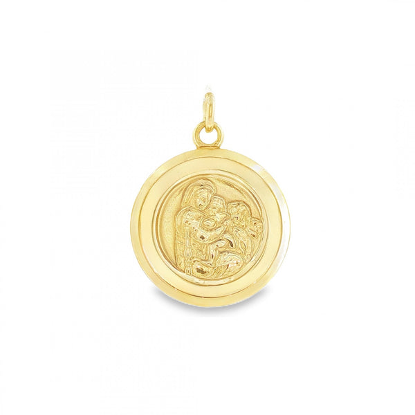 9ct Yellow Gold Round St. Christopher Pendant - 18x21x2mm - 4.4g
