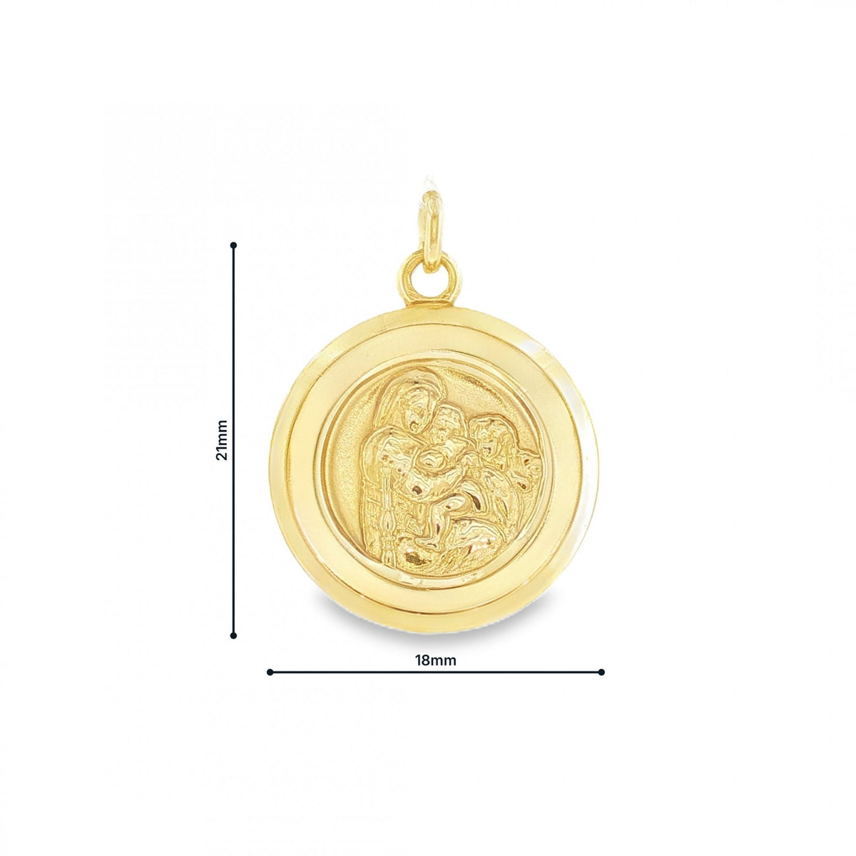 9ct Yellow Gold Round St. Christopher Pendant - 18x21x2mm - 4.4g