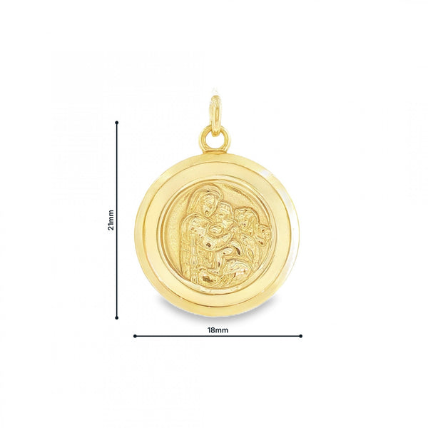 9ct Yellow Gold Round St. Christopher Pendant - 18x21x2mm - 4.4g