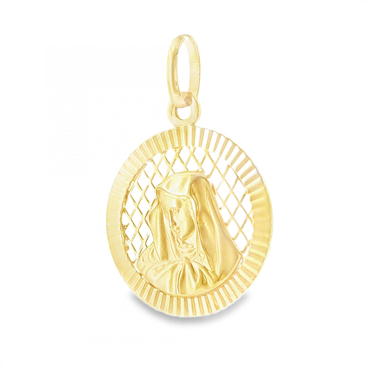 9ct Yellow Gold Madonna Disk Pendant - 22x26x1.5mm - 2.2g