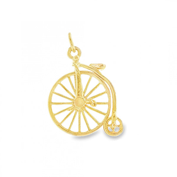 9ct Yellow Gold Penny Farthing Charm - 17x22x9mm - 1.7g