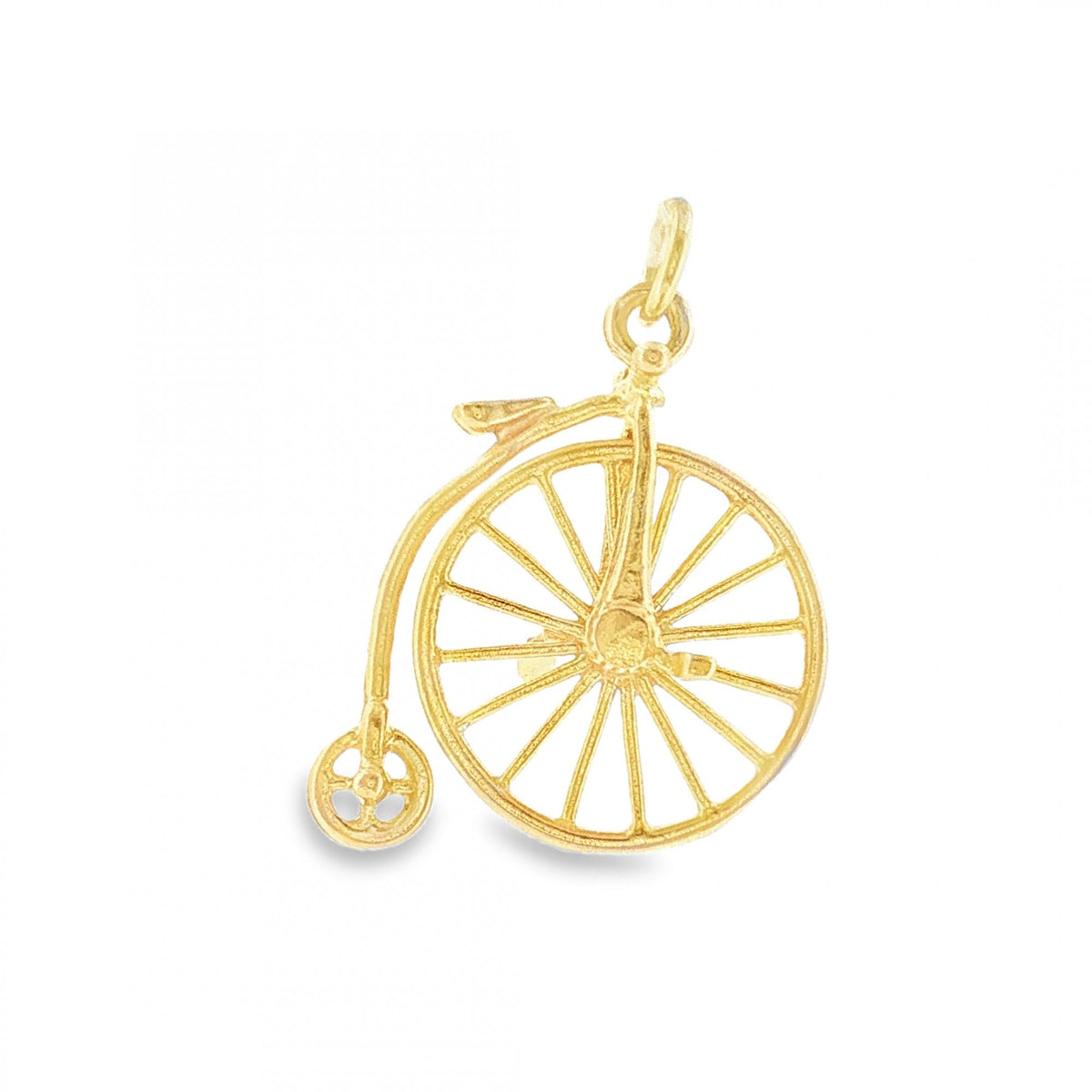 9ct Yellow Gold Penny Farthing Charm - 17x22x9mm - 1.7g