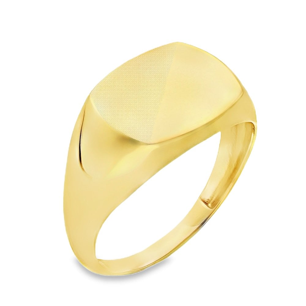 9ct Yellow Gold Cushion Signet Ring - Size V½ - 12mm