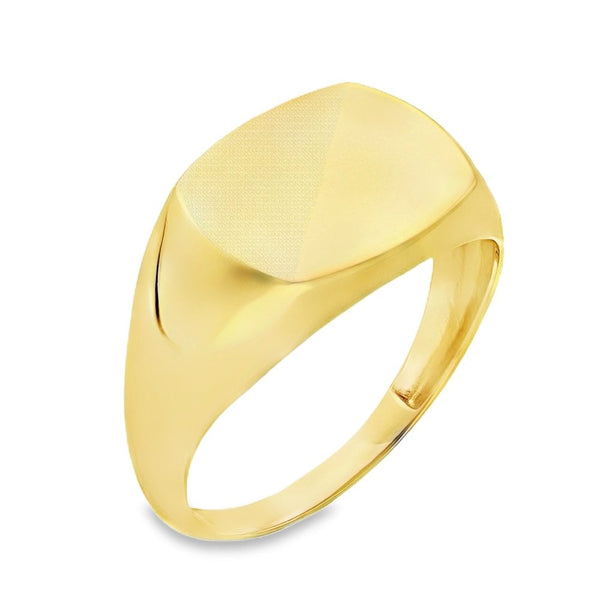 9ct Yellow Gold Cushion Signet Ring - Size V½ - 12mm