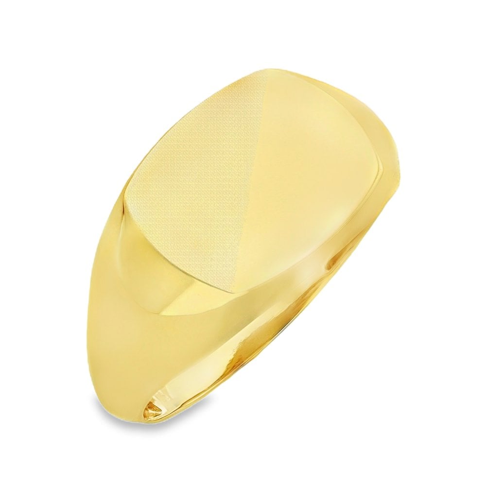 9ct Yellow Gold Cushion Signet Ring - Size V½ - 12mm