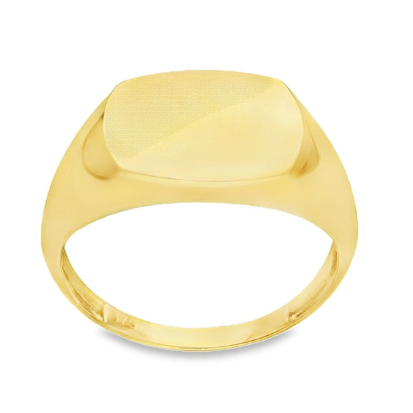 9ct Yellow Gold Cushion Signet Ring - Size V½ - 12mm