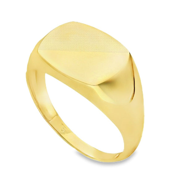 9ct Yellow Gold Cushion Signet Ring - Size V½ - 12mm