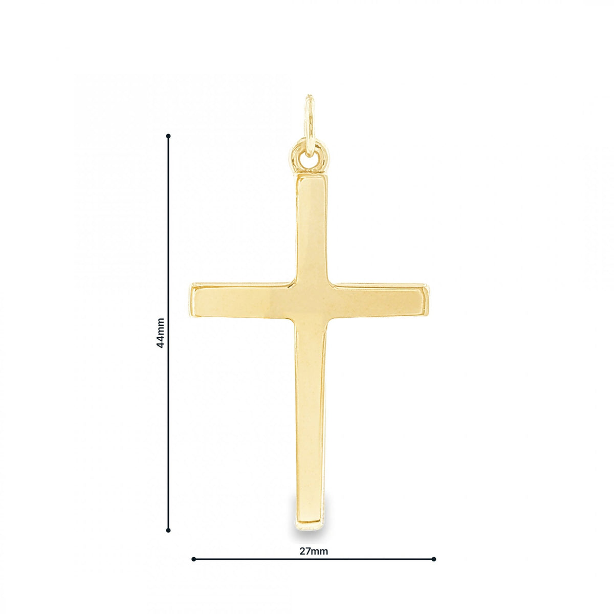 9ct Yellow Gold Plain Block Cross Pendant - 27x44x3mm - 7.8g