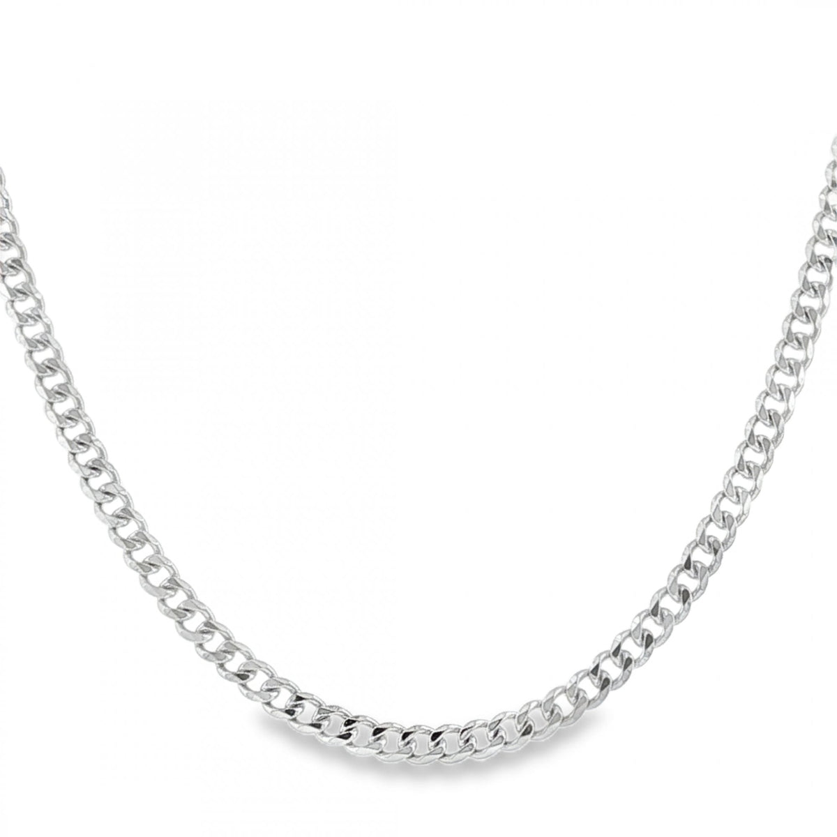 950 Platinum 3mm D-Cut Curb Chain - 18" - 18.1g