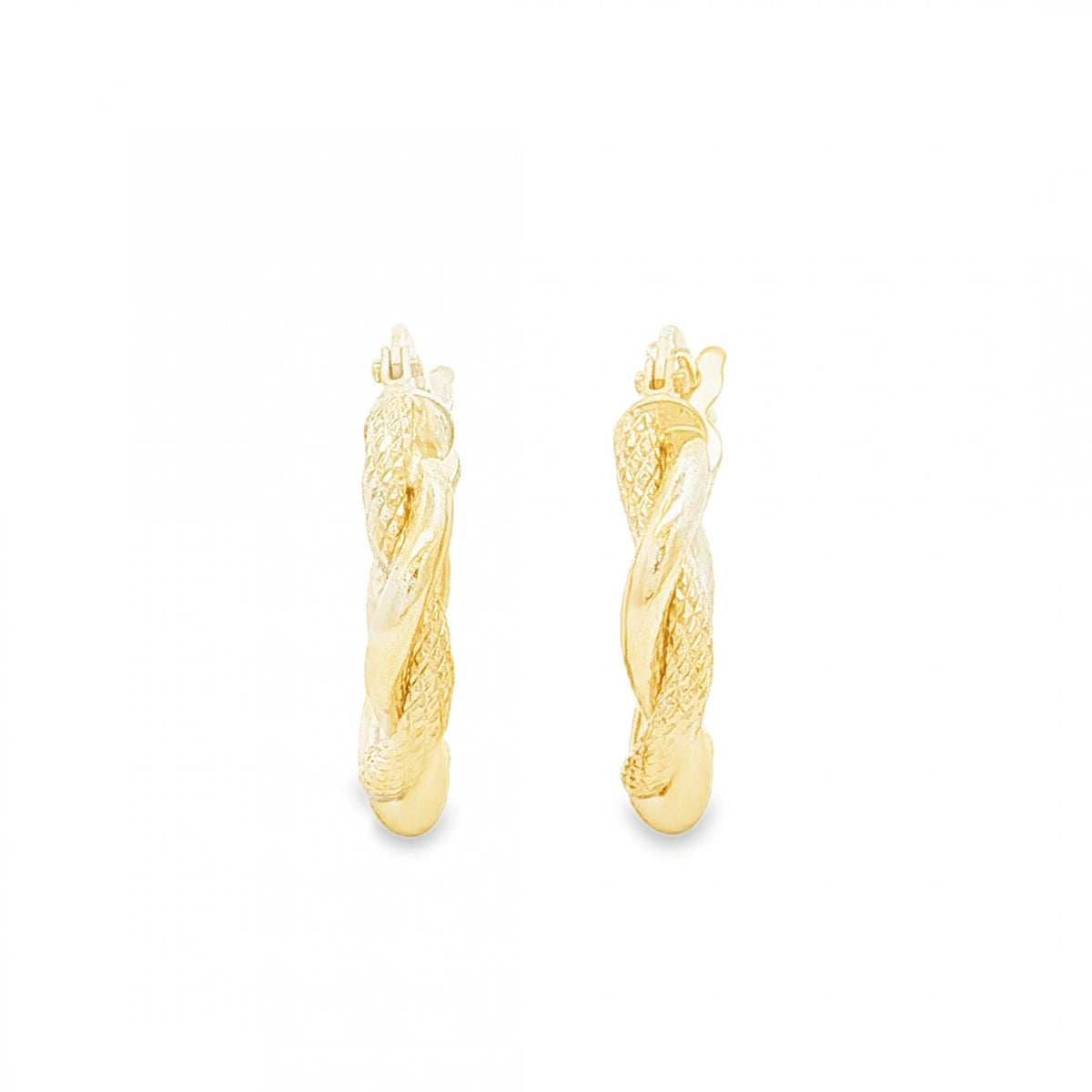 9ct Yellow Gold Intertwined Twist Hoop Earrings -3x17x16mm -1.0g