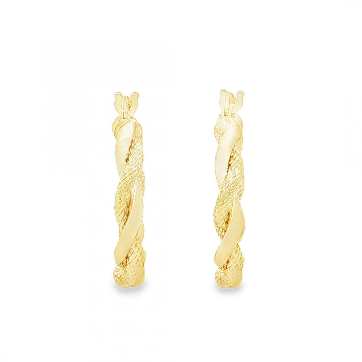 9ct Yellow Gold Intertwined Twist Hoop Earrings -3x21x20mm -1.2g