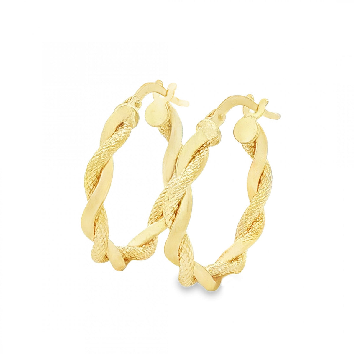 9ct Yellow Gold Intertwined Twist Hoop Earrings -3x21x20mm -1.2g