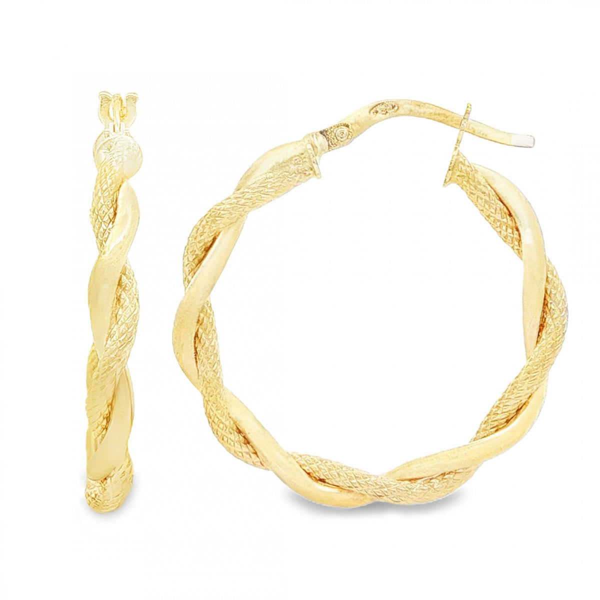 9ct Yellow Gold Intertwined Twist Hoop Earrings -3x27x26mm -1.5g