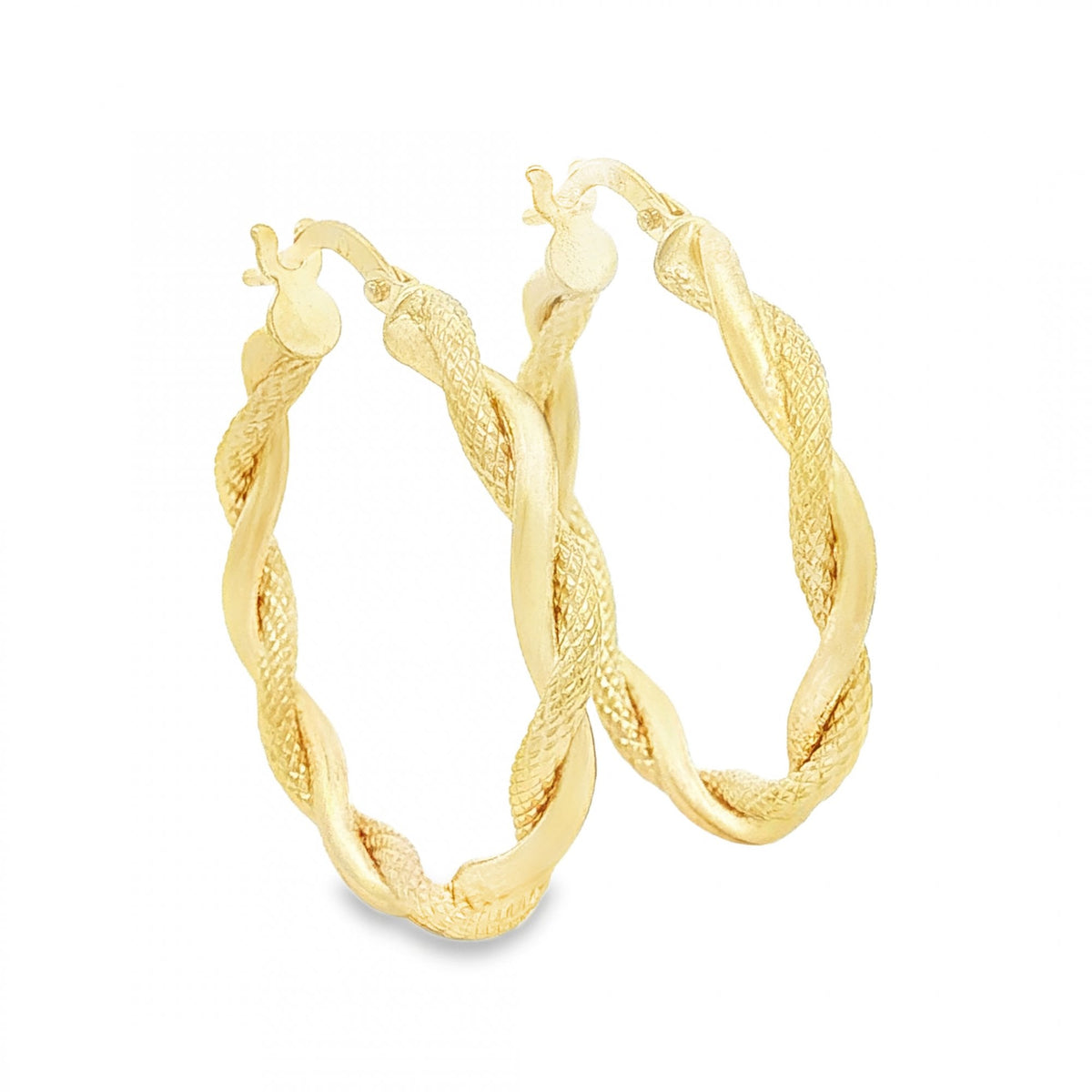 9ct Yellow Gold Intertwined Twist Hoop Earrings -3x27x26mm -1.5g