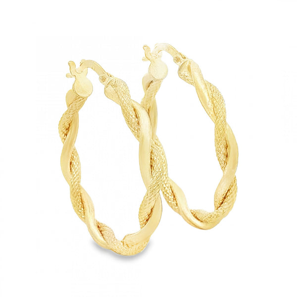 9ct Yellow Gold Intertwined Twist Hoop Earrings -3x27x26mm -1.5g