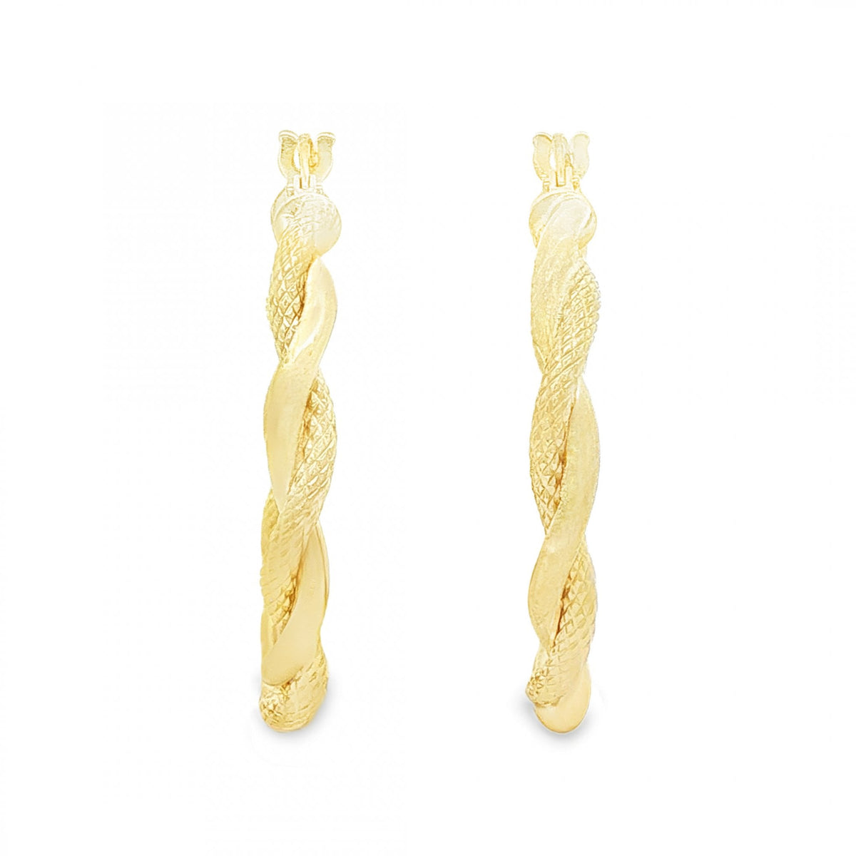 9ct Yellow Gold Intertwined Twist Hoop Earrings -3x27x26mm -1.5g