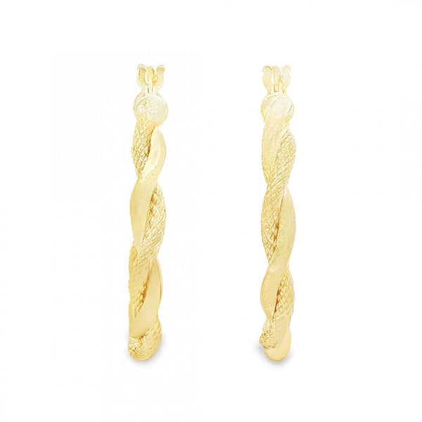 9ct Yellow Gold Intertwined Twist Hoop Earrings -3x27x26mm -1.5g