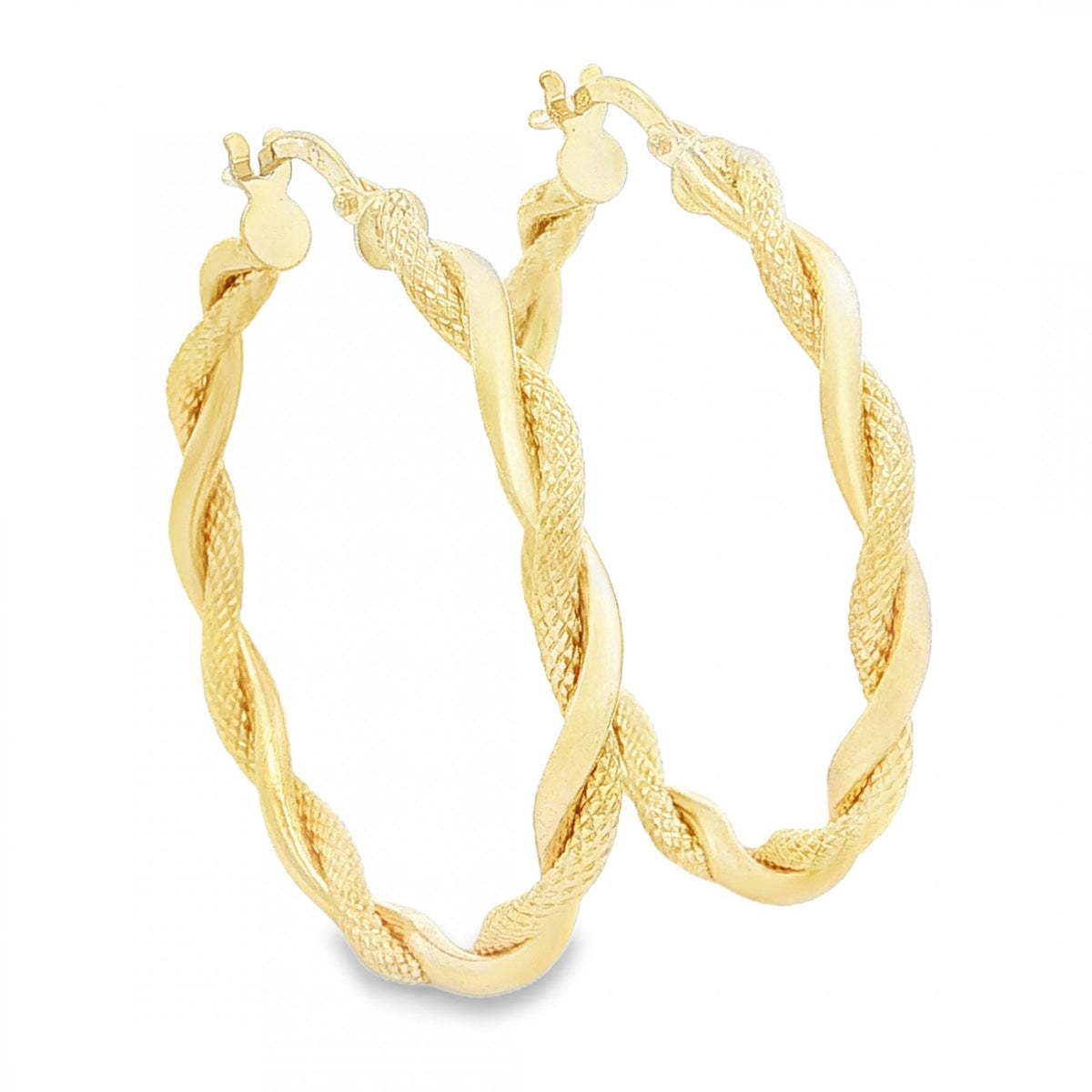 9ct Yellow Gold Intertwined Twist Hoop Earrings -3x32x31mm -1.8g