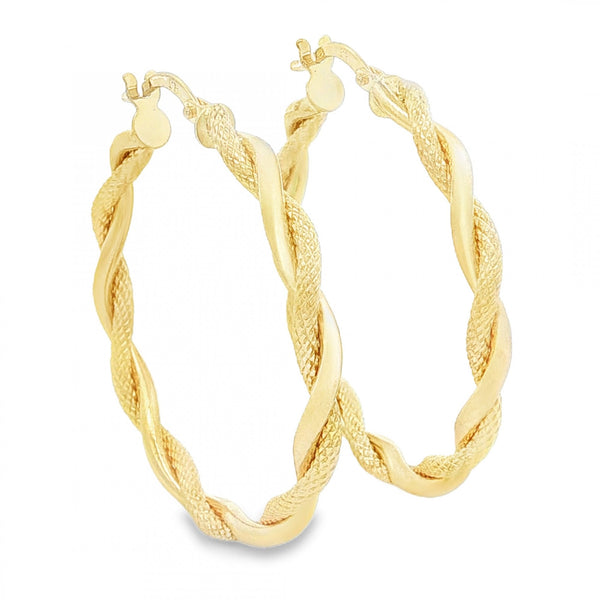 9ct Yellow Gold Intertwined Twist Hoop Earrings -3x32x31mm -1.8g