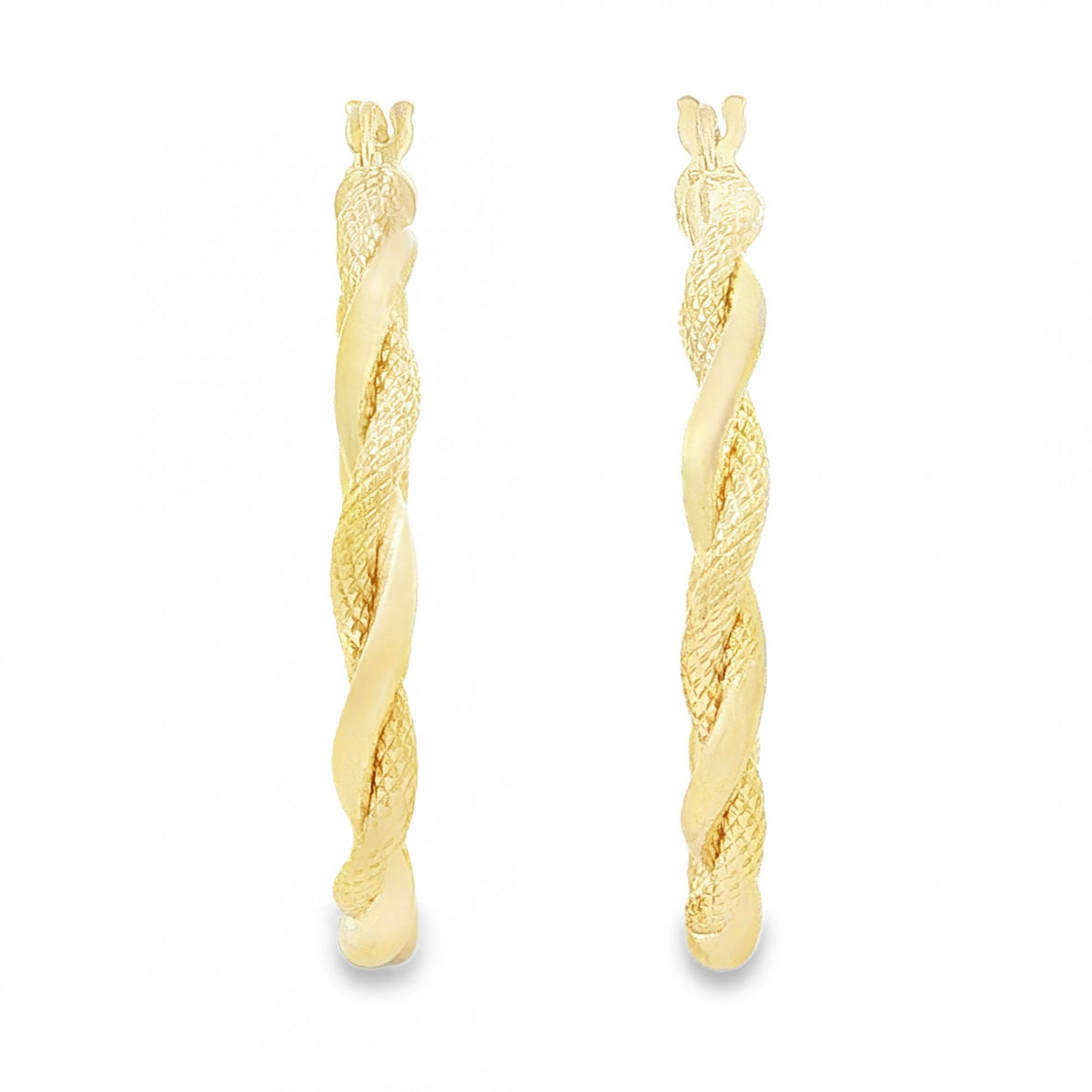 9ct Yellow Gold Intertwined Twist Hoop Earrings -3x32x31mm -1.8g