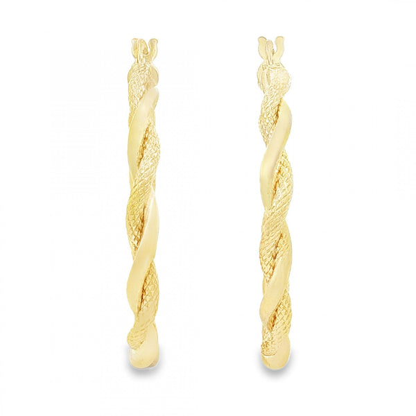 9ct Yellow Gold Intertwined Twist Hoop Earrings -3x32x31mm -1.8g