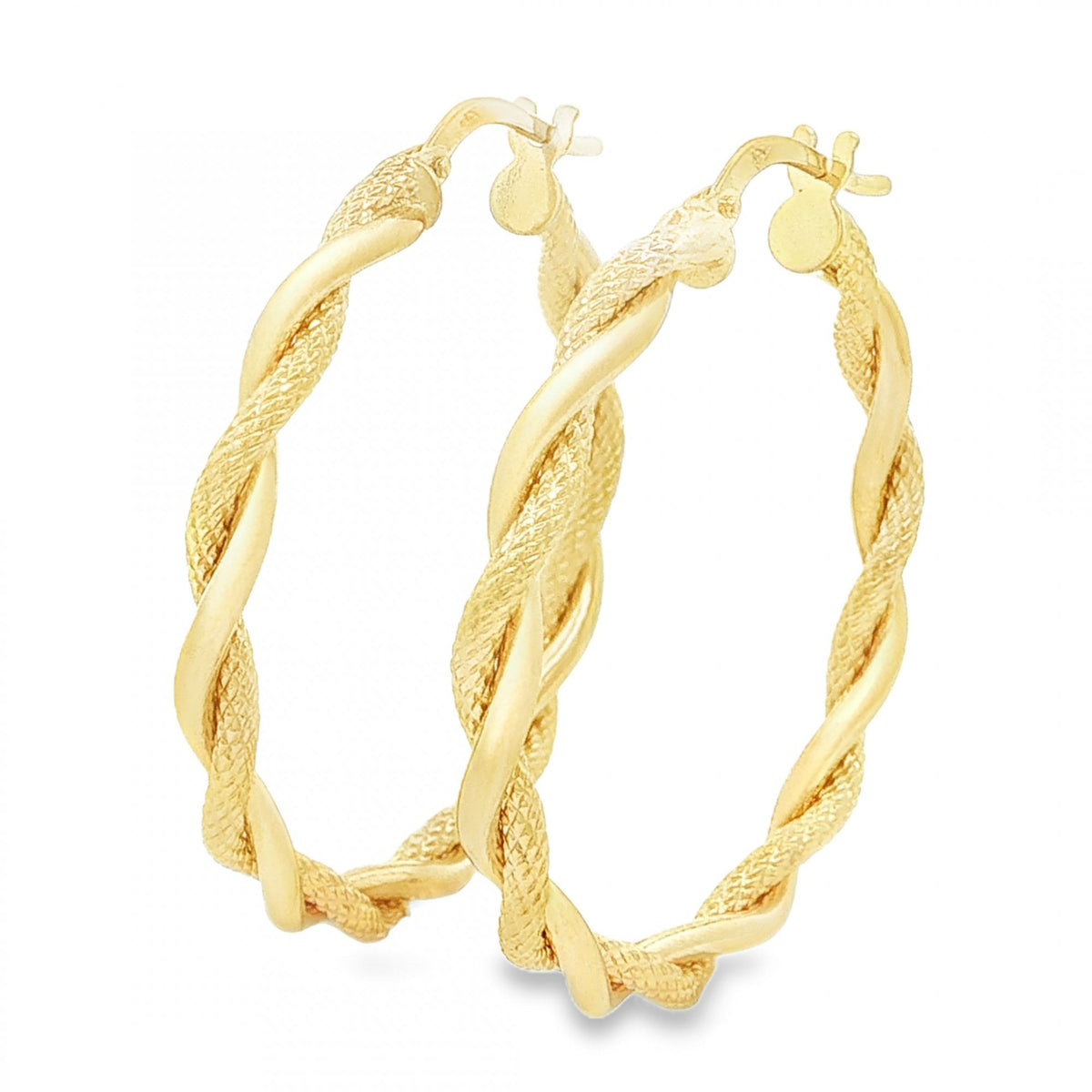 9ct Yellow Gold Intertwined Twist Hoop Earrings -3x32x31mm -1.8g