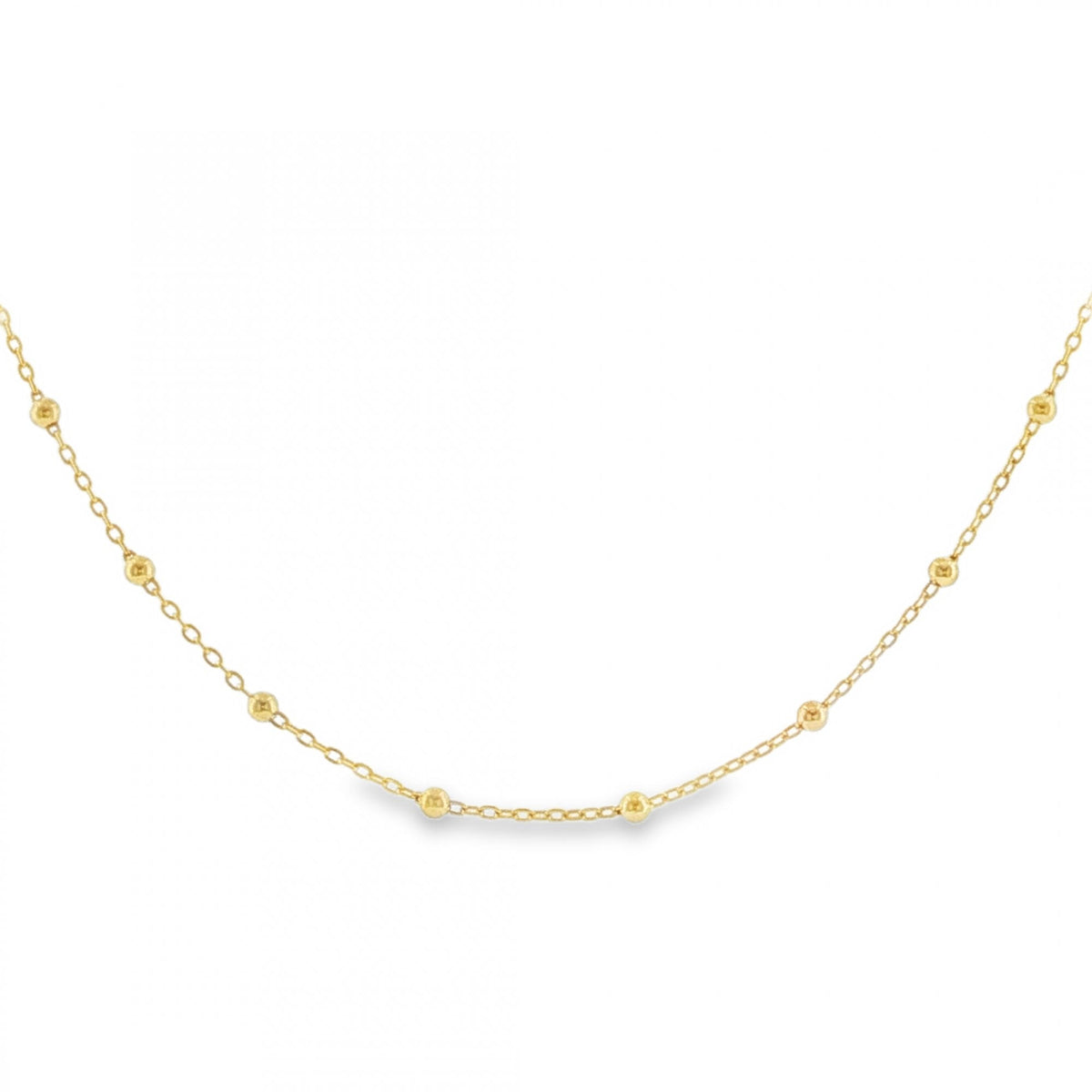9ct Yellow Gold Bead & Trace Chain - 18" - 1.5g