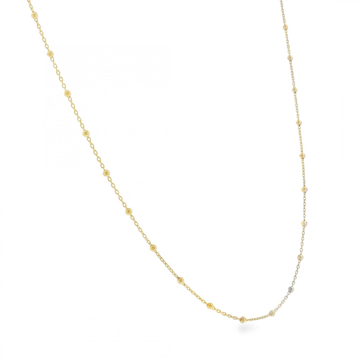 9ct Yellow Gold Bead & Trace Chain - 18" - 1.5g