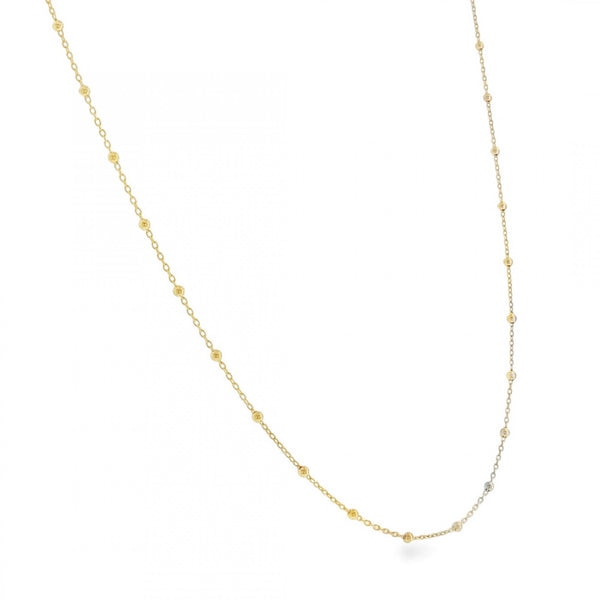 9ct Yellow Gold Bead & Trace Chain - 18" - 1.5g