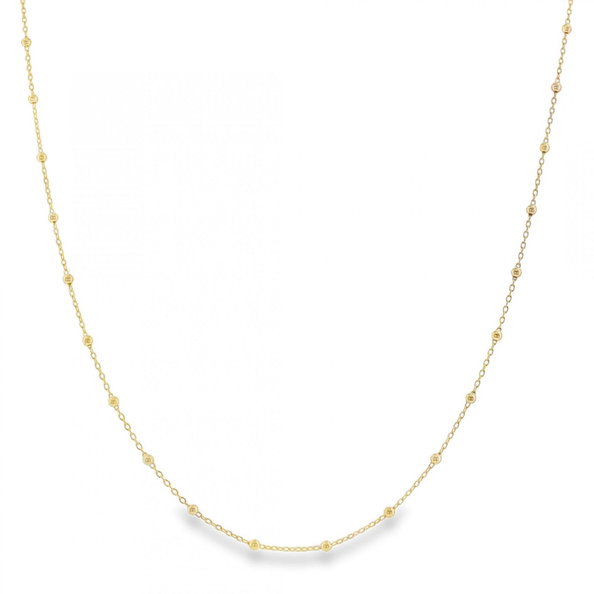9ct Yellow Gold Bead & Trace Chain - 18" - 1.5g