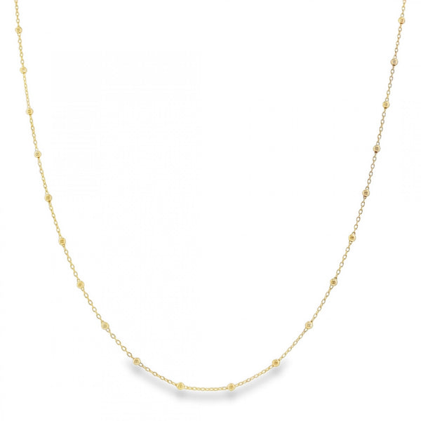 9ct Yellow Gold Bead & Trace Chain - 18" - 1.5g