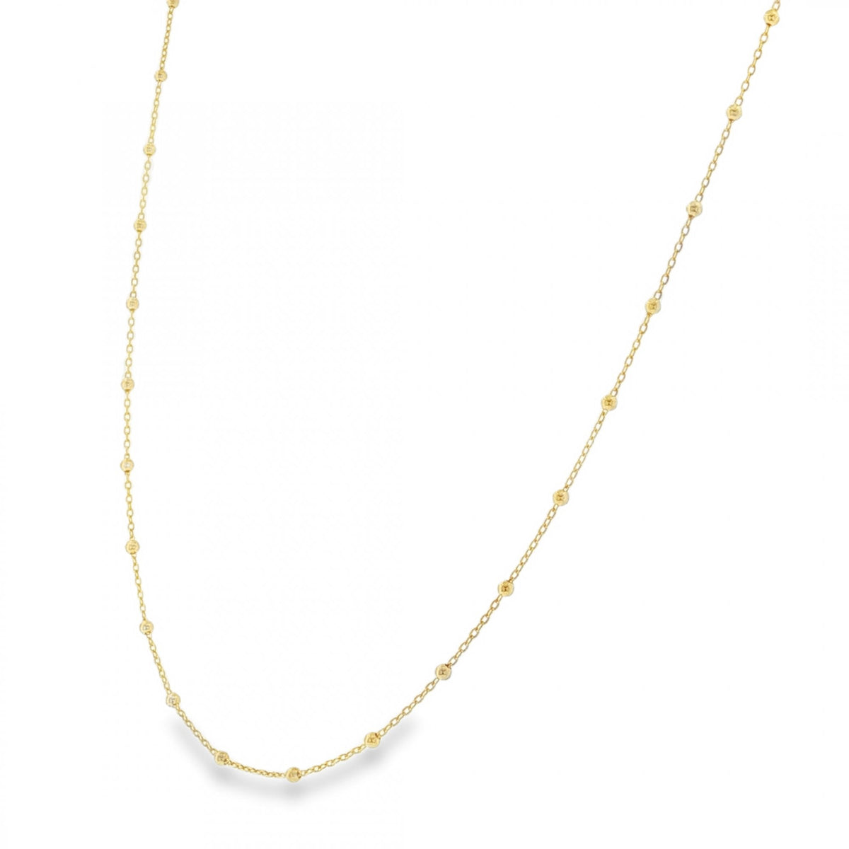9ct Yellow Gold Bead & Trace Chain - 18" - 1.5g
