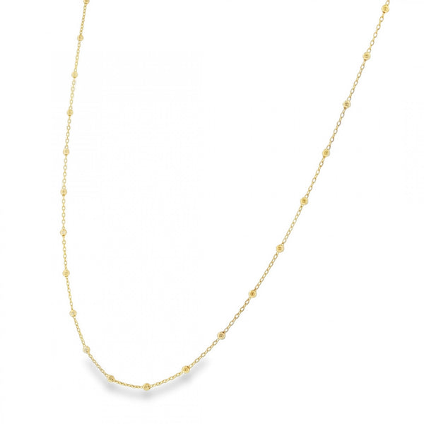 9ct Yellow Gold Bead & Trace Chain - 18" - 1.5g