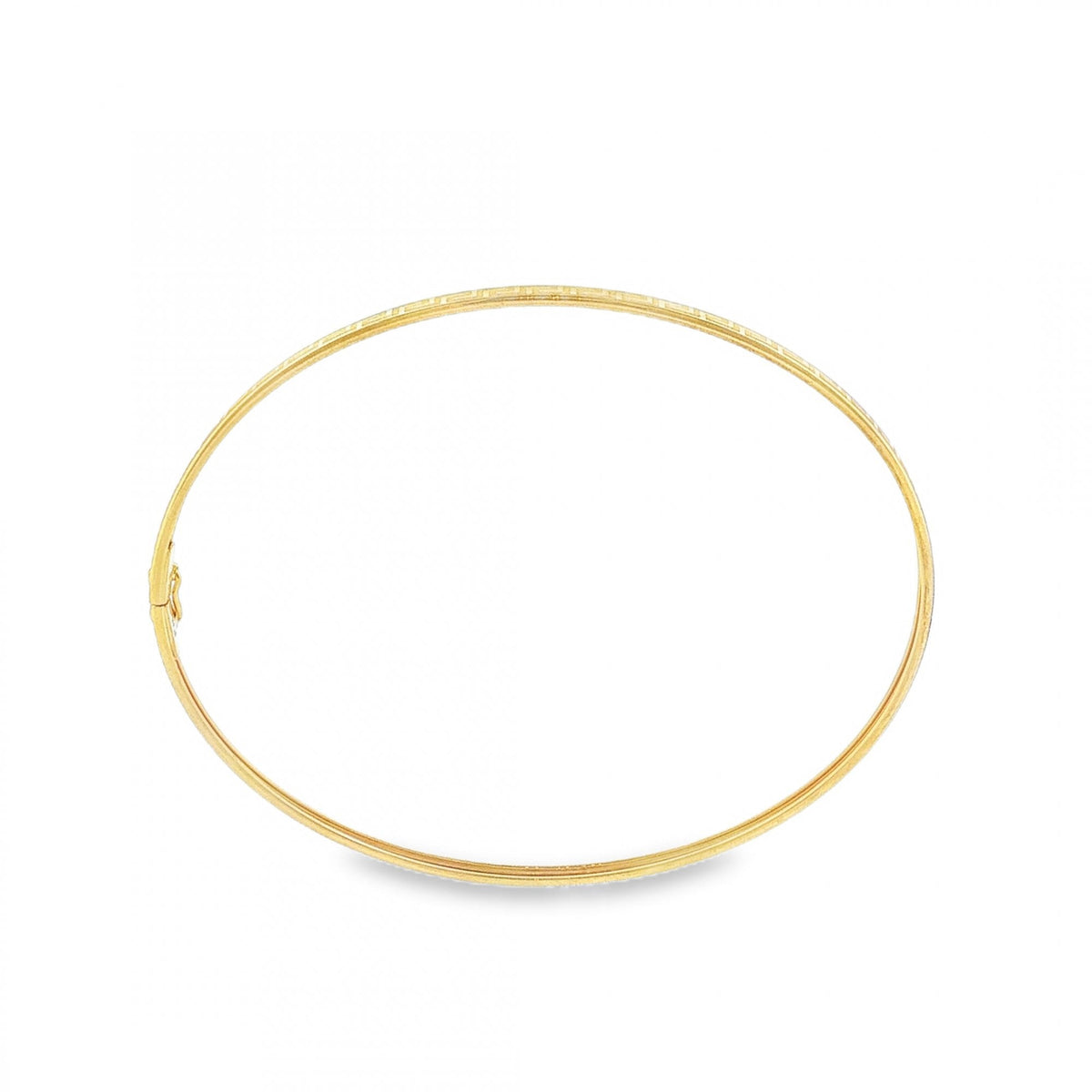 9ct Yellow Gold Hollow Oval Greek Key Bangle - 17.5cm - 1.6g