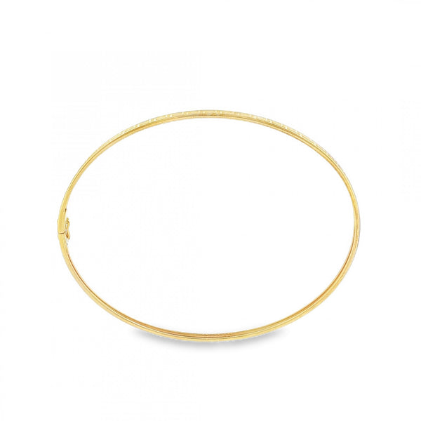 9ct Yellow Gold Hollow Oval Greek Key Bangle - 17.5cm - 1.6g