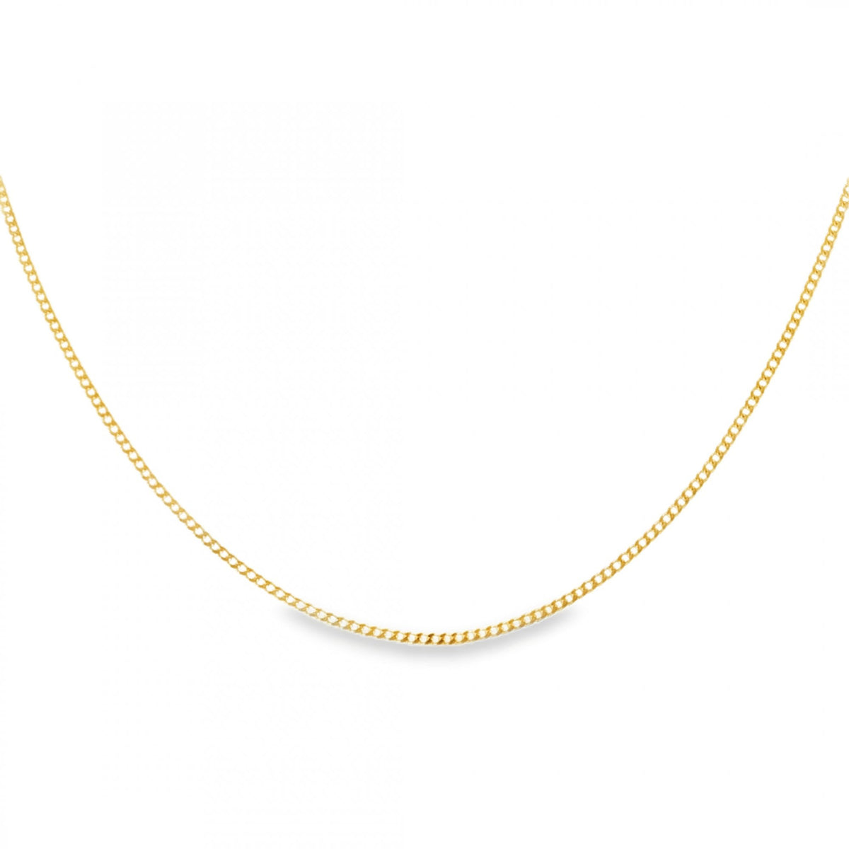9ct Yellow Gold Fine D-Cut Curb Chain - 16/18" - 1.4g