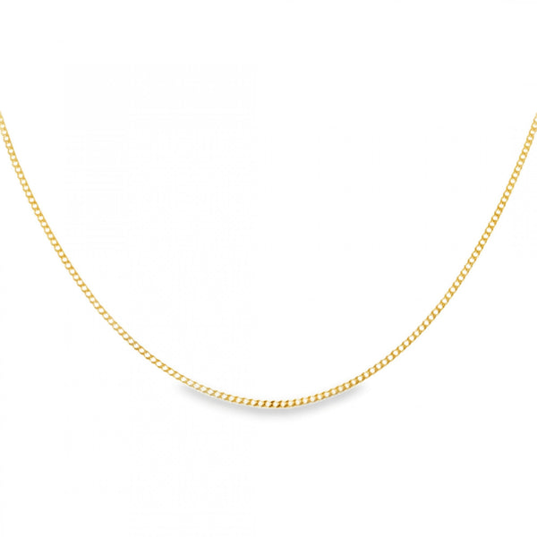 9ct Yellow Gold Fine D-Cut Curb Chain - 16/18" - 1.4g