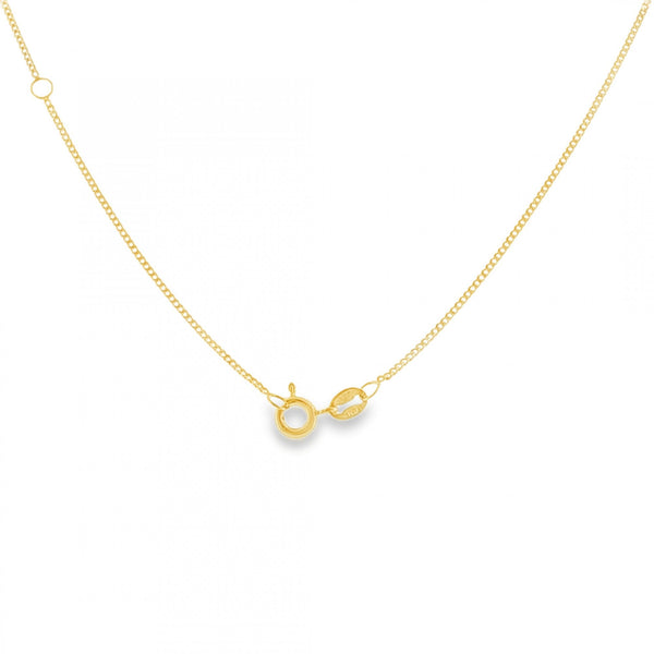 9ct Yellow Gold Fine D-Cut Curb Chain - 16/18" - 1.4g