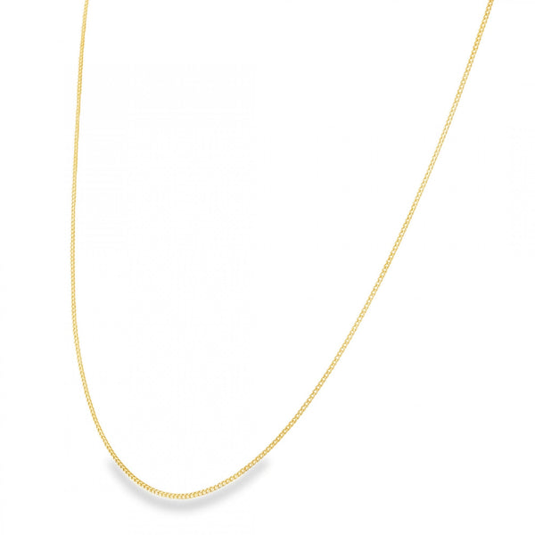 9ct Yellow Gold Fine D-Cut Curb Chain - 16/18" - 1.4g