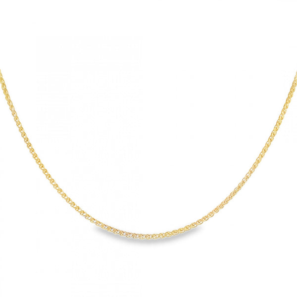 9ct Yellow Gold D-Cut Spiga Chain - 18" - 3.6g