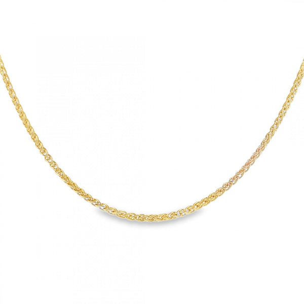 9ct Yellow Gold D-Cut Spiga Chain - 18" - 4.5g