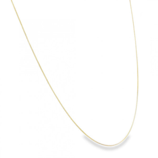9ct Yellow Gold Fine D-Cut Curb Chain - 16" - 0.9g