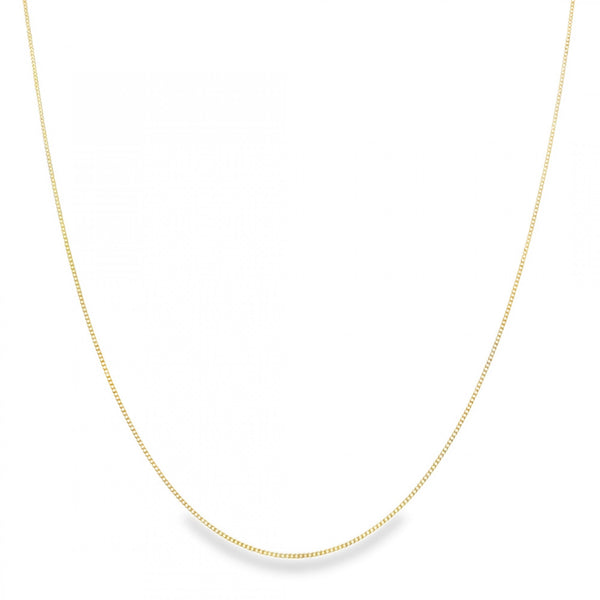 9ct Yellow Gold Fine D-Cut Curb Chain - 16" - 0.9g