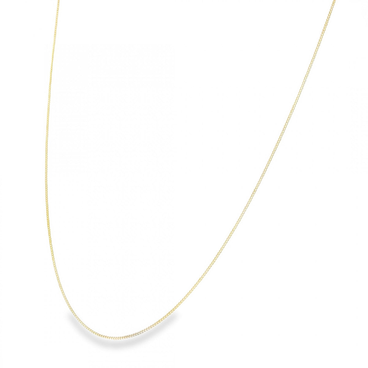 9ct Yellow Gold Fine D-Cut Curb Chain - 16" - 0.9g